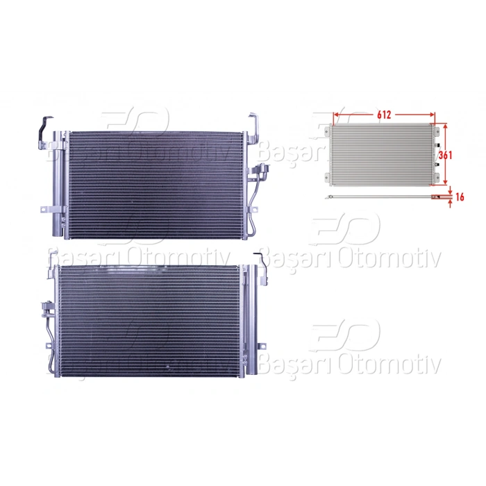 KLIMA RADYATORU 612X361X16 HYUNDAI ELANTRA COUPE2 1.6 1.8 2.0 95-06