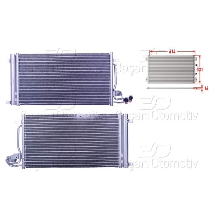 KLIMA RADYATORU 614X331X16 VW POLO 1.0 1.0 TSI 1.2 TSI 1.4 TSI 1.6 TDI 1.8 GTI 2.0 SKODA RAPID FABIA 2 AUDI A1 08 >