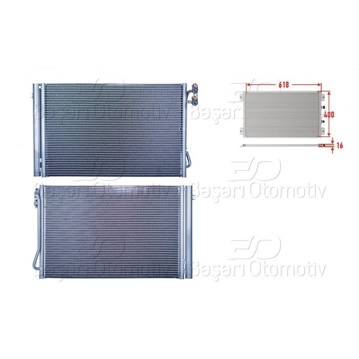 KLIMA RADYATORU 618X400X16 BMW 1 SERISI E81. E82. E87. E88. 3 SERISI E90. E91. E92. E93. X1 E84. Z4 E89 03-15 BENZINLI