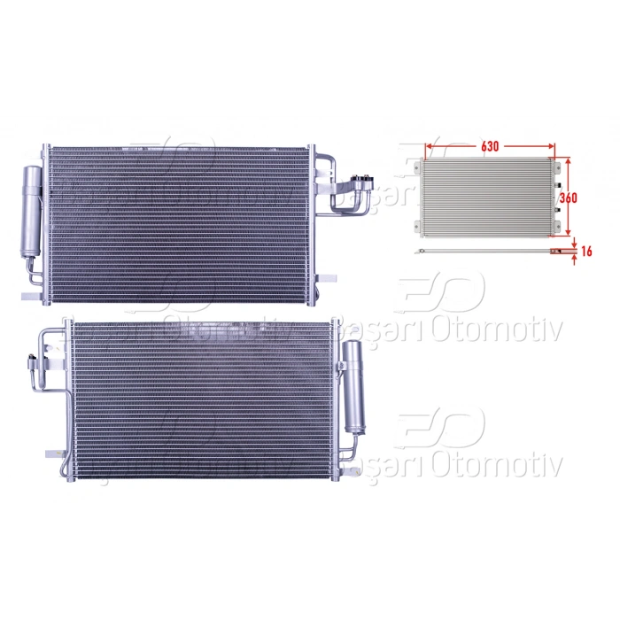 KLIMA RADYATORU 630X360X16 HYUNDAI.KIA TUSCON. SPORTAGE 04>