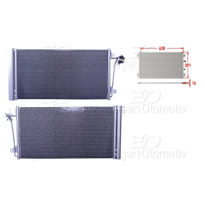 KLIMA RADYATORU 630X391X16 VW T5 1.9 TDI 2.0 2.0 TSI 2.5 TDI 3.2 03 >