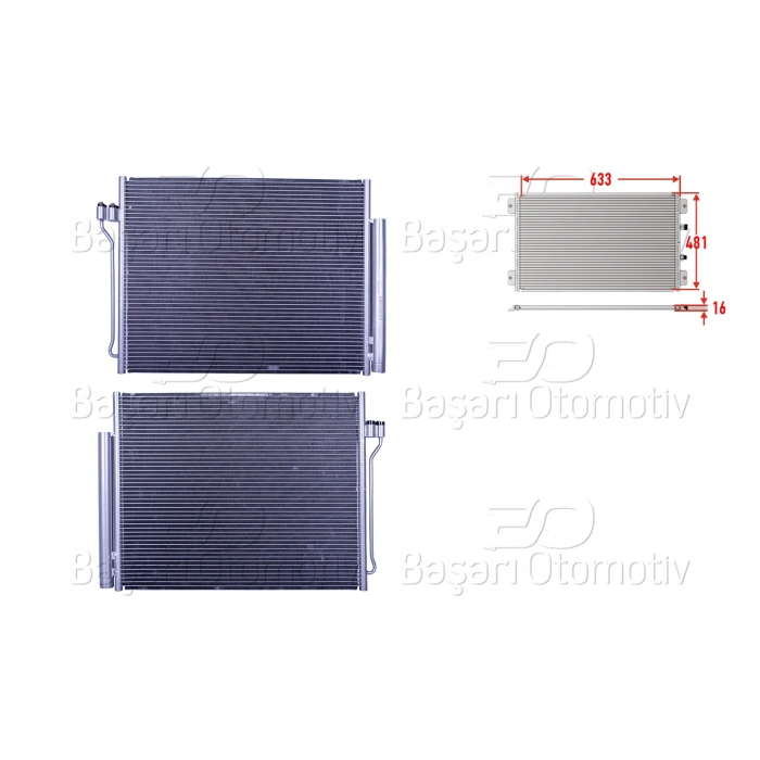 KLIMA RADYATORU 633X481X16 BMW 5 SERISI F07 F10 F11 6 SERISI F06 F12 F13 7 SERISI F01 F02 GHOST RR4 WRAITH RR5 DAWN RR6 08-19 BENZIN