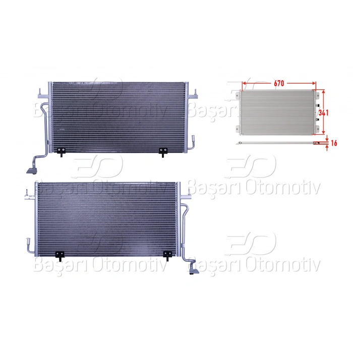 KLIMA RADYATORU 670X341X16 PEUGEOT PARTNER 96>