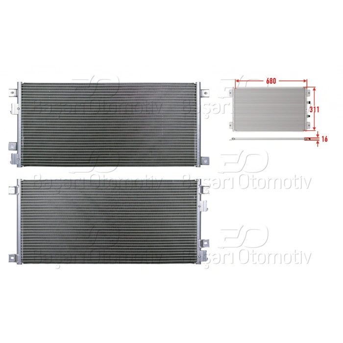 KLIMA RADYATORU 680X311X16 IVECO DAILY 3 35S 2003-2006 IVECO DAILY 4 35S 2006-2011