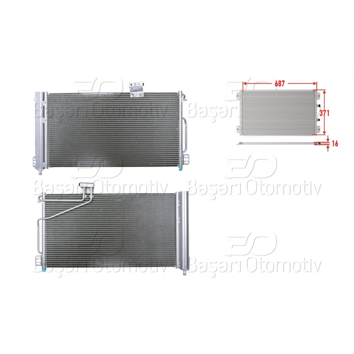 KLIMA RADYATORU 687X371X16 MERCEDES-BENZ 203 C180. C200.C220 00>