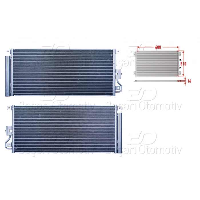 KLIMA RADYATORU 688X310X16 OPEL MOKKA 1.6 CDTI 1.6 CDTI 4X4 1.7 CDTI 1.7 CDTI 4X4 CHEVROLET TRAX 1.7 TD 1.7 TD AWD 12 >