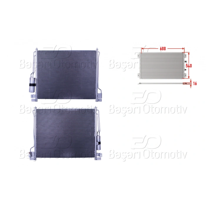 KLIMA RADYATORU 688X540X16 NISSAN NAVARA. PATHFINDER 2.5DCI 05>