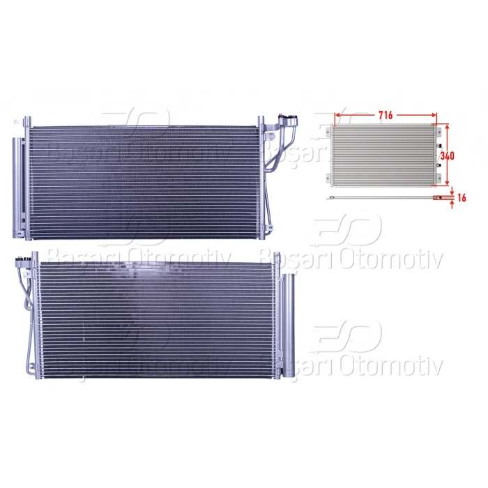 KLIMA RADYATORU 716X340X16 HYUNDAI SONATA 2.0 2.4 3.3 BENZIN 05>
