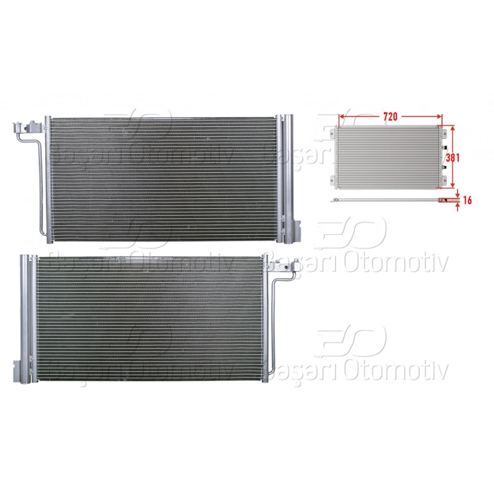 KLIMA RADYATORU 720X381X16 FORD C-MAX 2 1.6 2011-2019 FORD FOCUS 1.6 TI 2010-2018 FORD FOCUS 3 1.6 TI 2010>