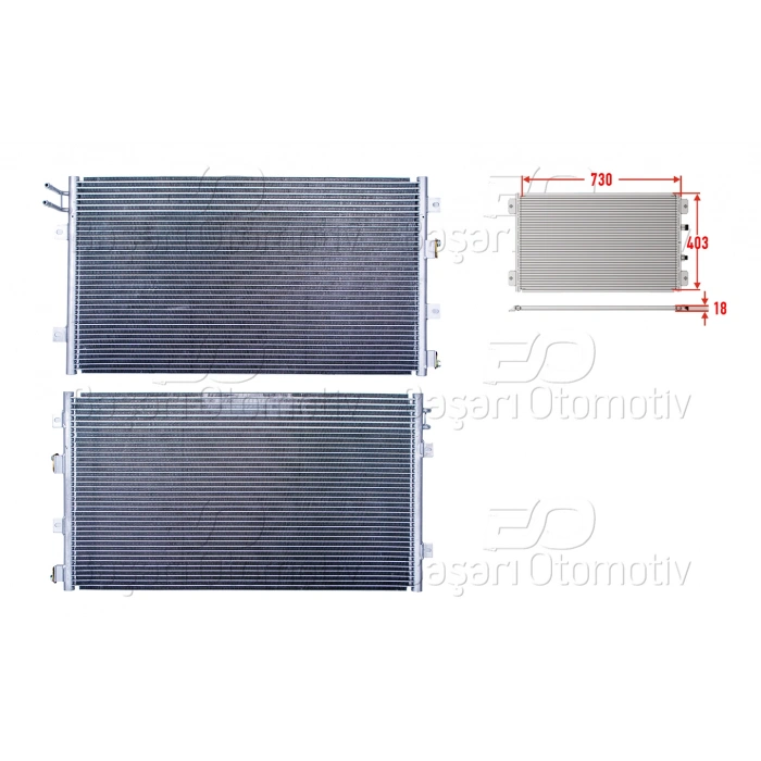 KLIMA RADYATORU 730X403X18 CHRYSLER SEBRING 2.0 2001-2007 CHRYSLER SEBRING 2.4 2001-2007 CHRYSLER SEBRING 2.7 2001-2007