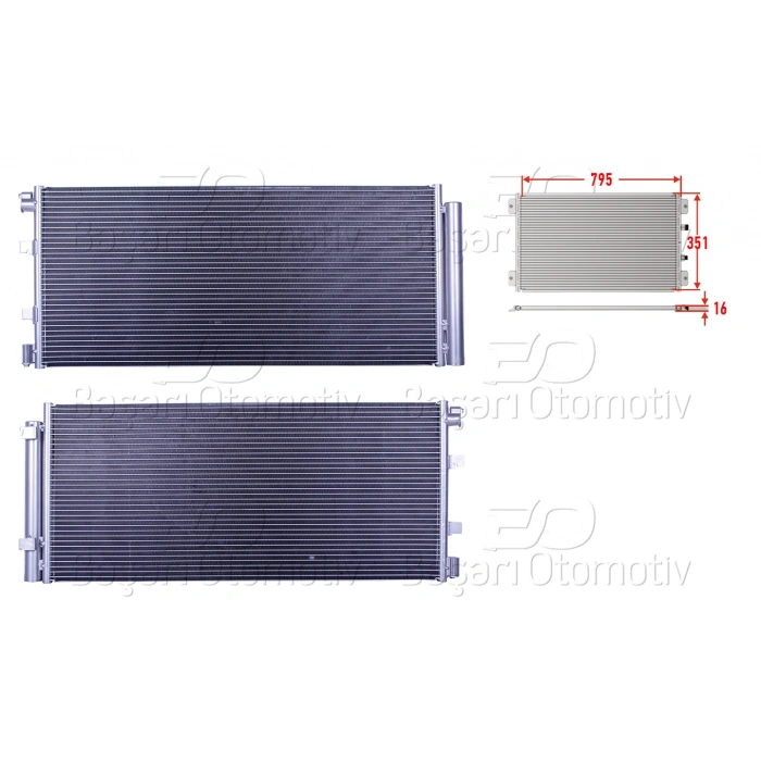KLIMA RADYATORU 795X351X16 RENAULT MASTER 2.3CDTI 11>. OPEL MOVANO