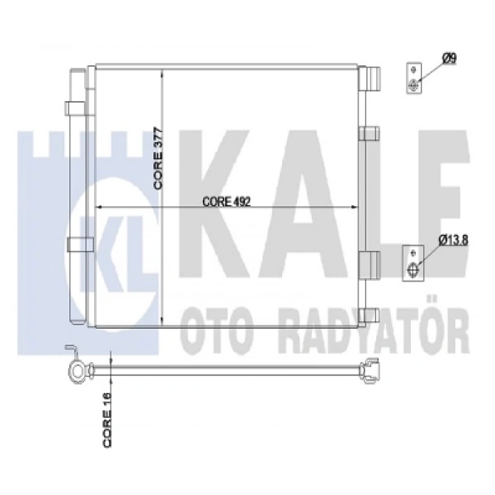 KLIMA RADYATÖRÜ KURUTUCU ILE BRAZING 492X377X16 ACCENT BLUE/I20/RIO 1,6 DIZEL 2011-