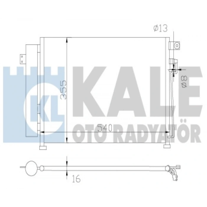 KLIMA RADYATÖRÜ KURUTUCU ILE BRAZING 500X360X16 RIO 1,5 DIZEL 2005-