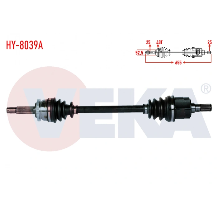 KOMPLE AKS ON SOL HYUNDAI I20 (PB, PBT) 1.2 M-T ABSLI 48 DIS UZUNLUK 655mm 2008-2015