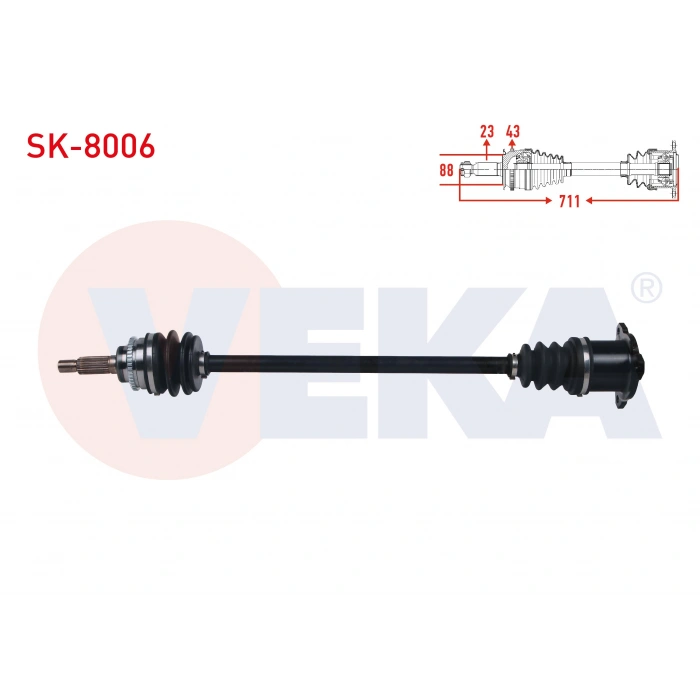 KOMPLE AKS SAG ARKA SUZUKI SWIFT III (MZ,EZ) 1.3i 4X4 ABSLI 43 DIS UZUNLUK 711 2005-2010