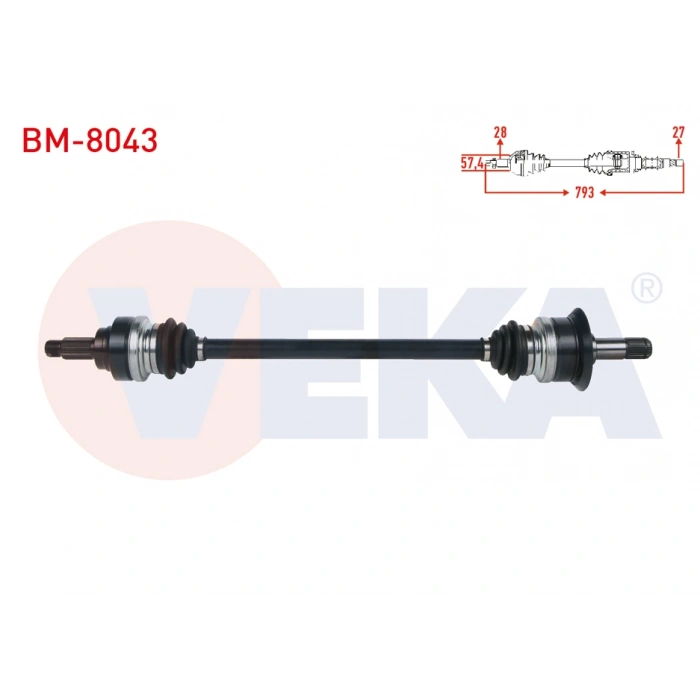 KOMPLE AKS SAG ARKA UZUNLUK 802mm BMW 1 SERISI (F20,F21) 116 i - 118 i - 120 i 2010-/ 3 SERISI (F30) 316 i - 318 i - 320 i - 320i xDrive 2011-/ 4 SERISI (F32) 418 i 2013-