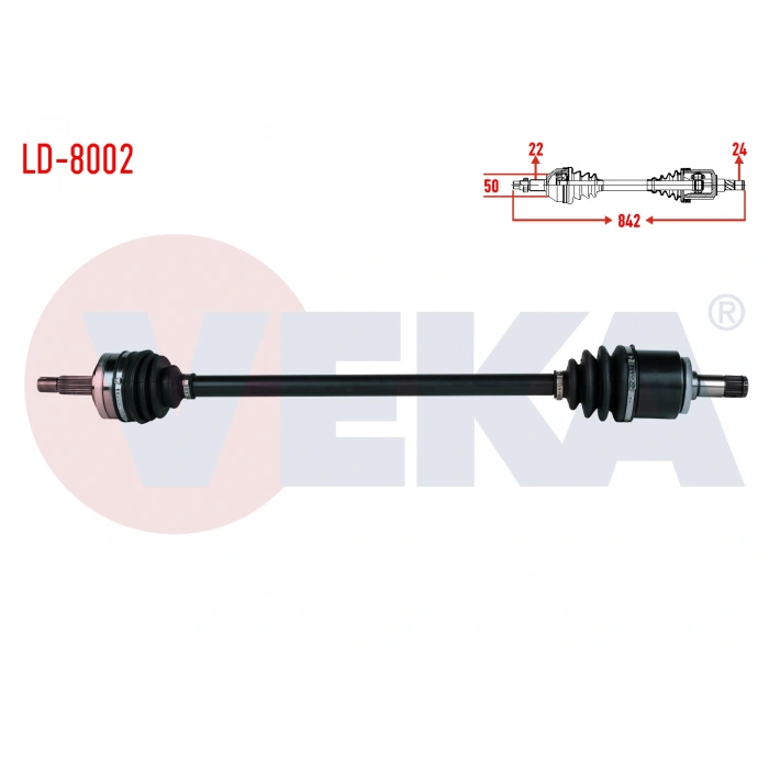 KOMPLE AKS SAG ON 6 BILYALI TIP UZUNLUK 842mm LADA SAMARA 1500 1986-1994 / VEGA 1.5 2000-