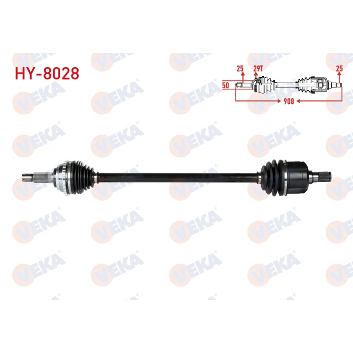 KOMPLE AKS SAG ON ABSLI 29 DIS UZUNLUK 908mm HYUNDAI ACCENT ADMIRE 1.3 - 1.5 - 1.6 2003-2006/ ACCENT MILENIUM 1.3 - 1.5 - 1.6 2000-2003