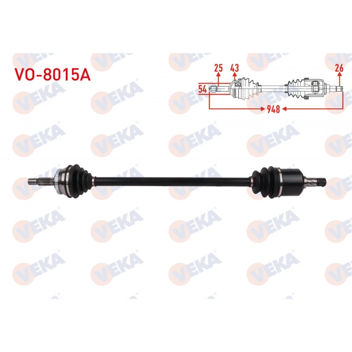 KOMPLE AKS SAG ON ABSLI 43 DIS UZUNLUK 948mm VOLVO V40 2.0 A-T 1998-