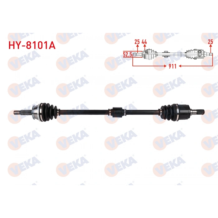 KOMPLE AKS SAG ON ABSLI 44 DIS UZUNLUK 911mm HYUNDAI ACCENT II 1.3 A-T 2000-2005 ACCENT SEDAN 1.5 A-T 1994-2000