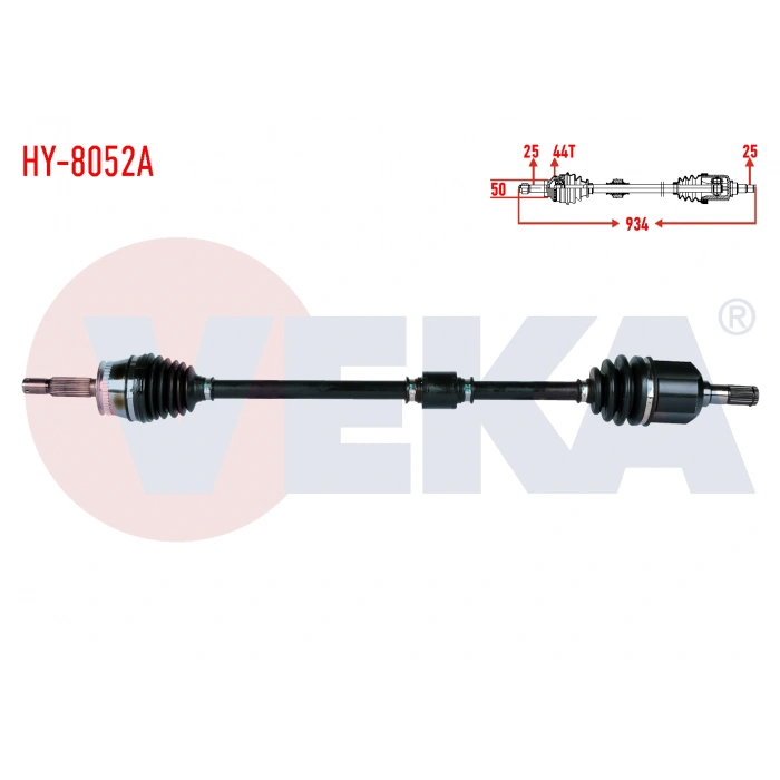 KOMPLE AKS SAG ON ABSLI 44 DIS UZUNLUK 934mm HYUNDAI ELANTRA 1.6i A-T/M-T 2001-2007