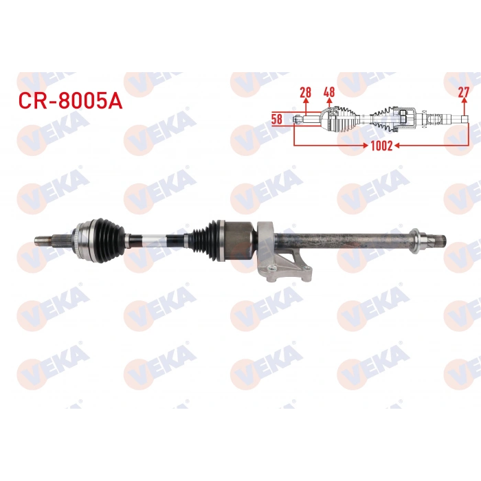 KOMPLE AKS SAG ON ABSLI 48 DIS UZUNLUK 1002mm CHERY TIGGO 7 PRO