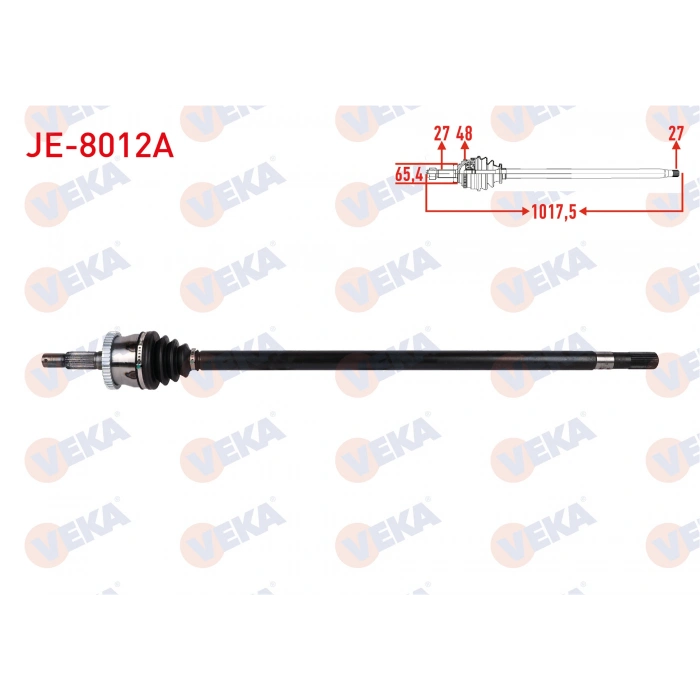 KOMPLE AKS SAG ON ABSLI 48 DIS UZUNLUK 1017,5mm JEEP GRAND CHEROKEE II 2.7 CRD - 3.1 TD - 4.7 V8 4X4 A-T/M-T 1999-2005