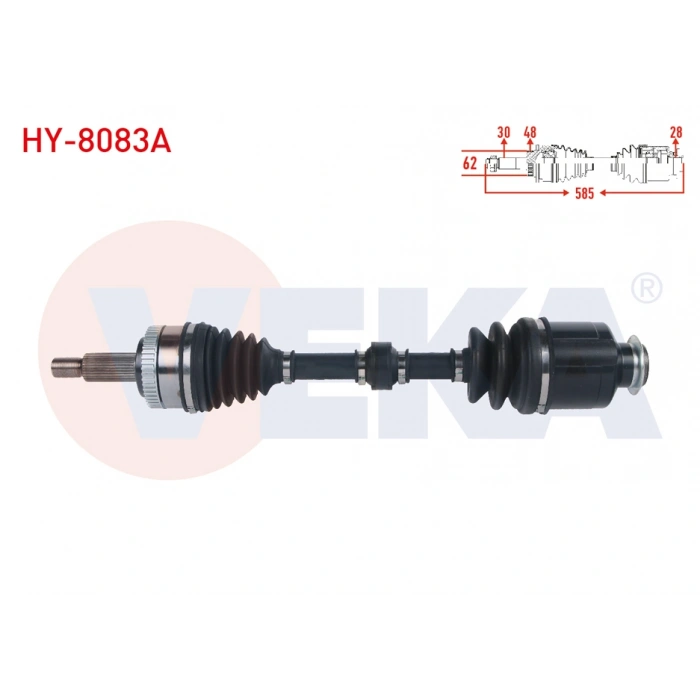 KOMPLE AKS SAG ON ABSLI 48 DIS UZUNLUK 585mm HYUNDAI IX35 2.0 CRDI A-T 2010- / KIA SPORTAGE 2.0 CRDI A-T 2010-