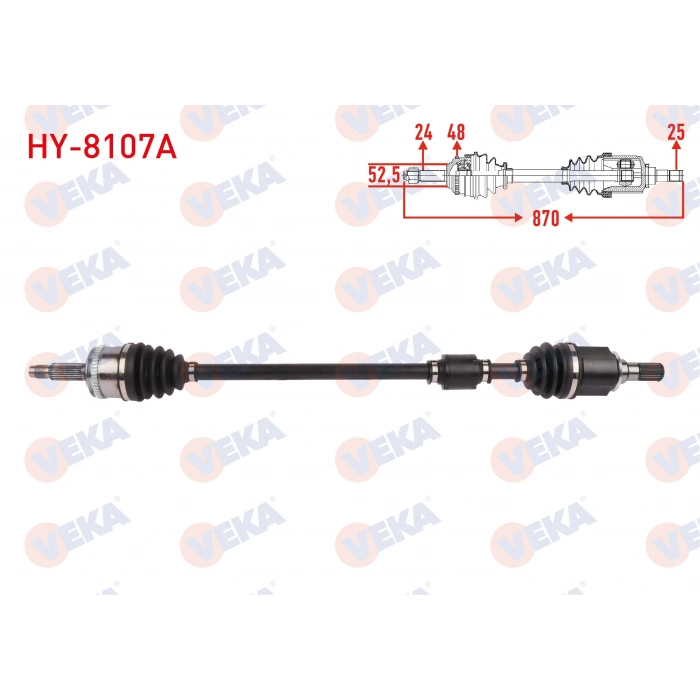 KOMPLE AKS SAG ON ABSLI 48 DIS UZUNLUK 870mm HYUNDAI I10 (PA) 1.2i A-T 2008-2013