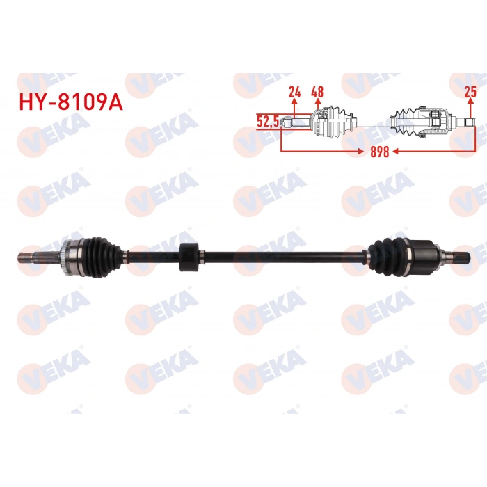 KOMPLE AKS SAG ON ABSLI 48 DIS UZUNLUK 898mm HYUNDAI I10 (IA) 1.2 A-T 2013-
