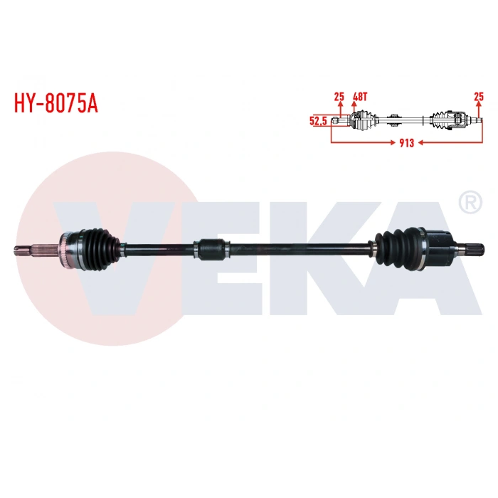 KOMPLE AKS SAG ON ABSLI 48 DIS UZUNLUK 913mm HYUNDAI GETZ (TB) 1.3i - 1.4i - 1.6i 2002-2008