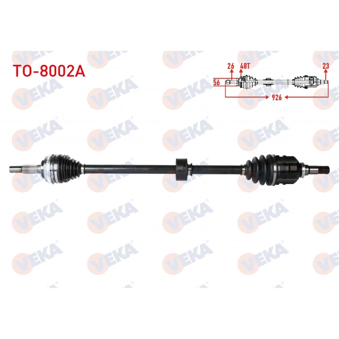 KOMPLE AKS SAG ON ABSLI 48 DIS UZUNLUK 926mm TOYOTA COROLLA (_E10_) 1.6i 1992-1997 / COROLLA (_E11_) 1.6i 16v 1997-2002
