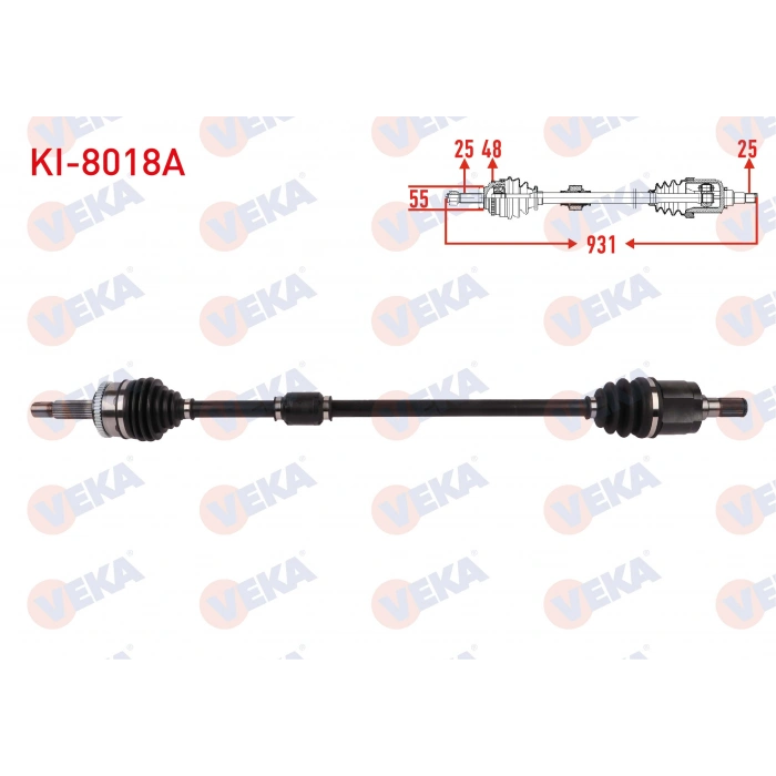 KOMPLE AKS SAG ON ABSLI 48 DIS UZUNLUK 931mm KIA RIO III (UB) 1.2 CVVT 2014-2017