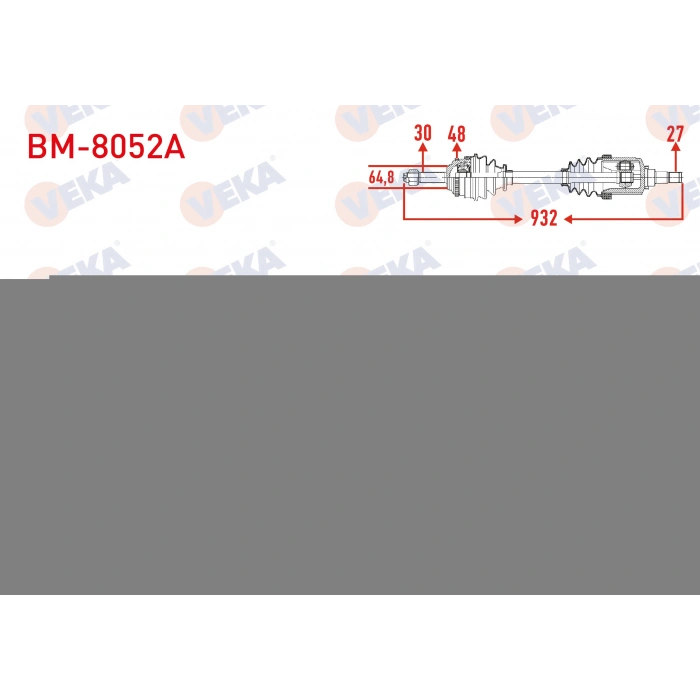 KOMPLE AKS SAG ON ABSLI 48 DIS UZUNLUK 932mm BMW 5 SERISI (E60) 530i - 530d xDrive A-T/M-T 2007-2009