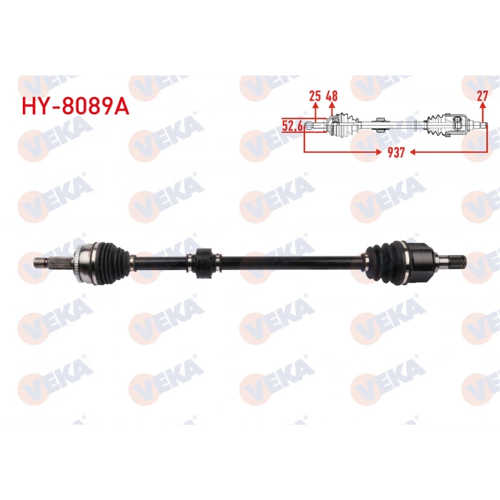 KOMPLE AKS SAG ON ABSLI 48 DIS UZUNLUK 937mm HYUNDAI I20 1.4 CRDI A-T/M-T 2015-