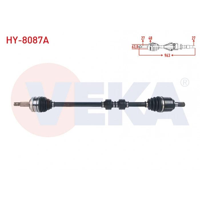 KOMPLE AKS SAG ON ABSLI 48 DIS UZUNLUK 963mm HYUNDAI IX35 1.6 GDI A-T 4X2 2010- / KIA SPORTAGE 1.6 GDI A-T 4X2 2010-