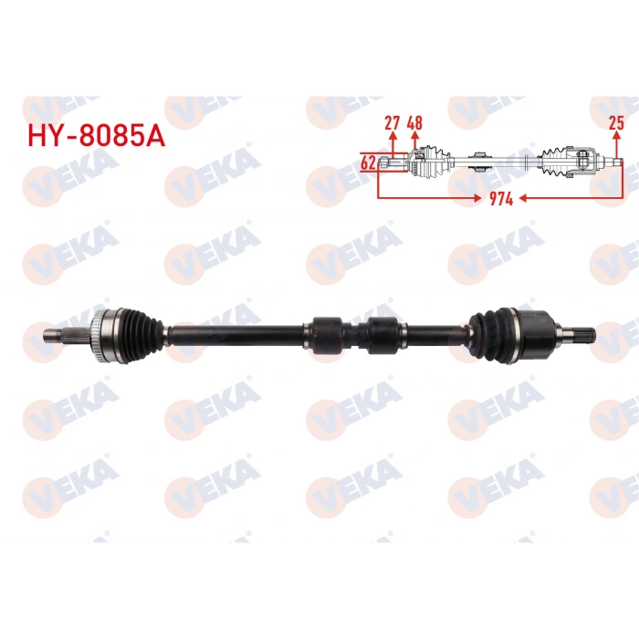 KOMPLE AKS SAG ON ABSLI 48 DIS UZUNLUK 974mm HYUNDAI IX35 1.6 GDI M-T 4X2 2010- / KIA SPORTAGE 1.6 GDI M-T 4X2 2010-