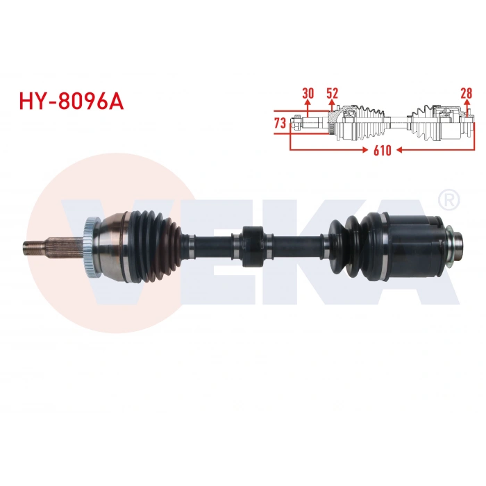 KOMPLE AKS SAG ON ABSLI 52 DIS UZUNLUK 610mm HYUNDAI SANTA FE (CM) 2.2 CRDI A-T 2006-2012