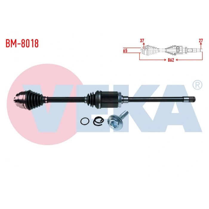 KOMPLE AKS SAG ON BMW 5 SERISI (F10) 525 D X-DRIVE A-T UZUNLUK 862 mm 2010-