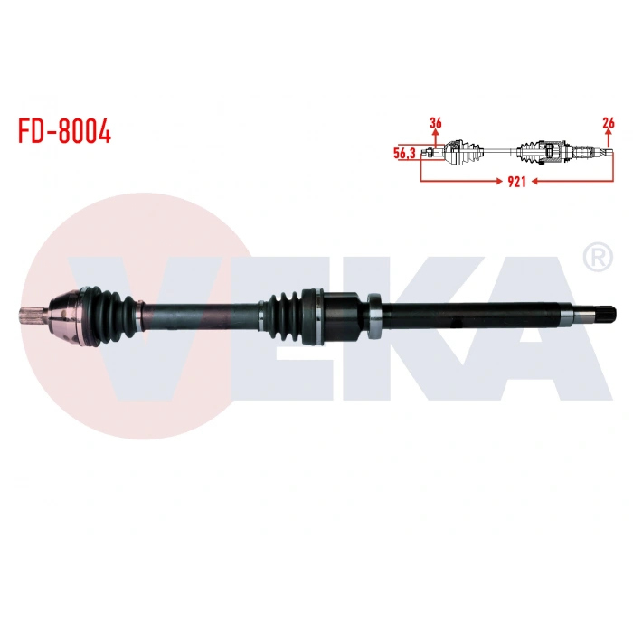 KOMPLE AKS SAG ON FORD FOCUS II (DA) 1.6 TDCI UZUNLUK 921mm 2004-2011