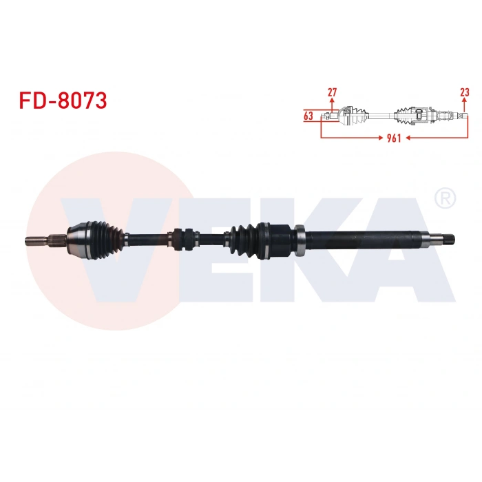 KOMPLE AKS SAG ON FORD FOCUS III 1.6 TI-VCT M-T UZUNLUK 961 mm 2011-2015