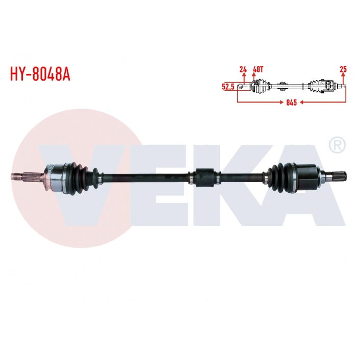 KOMPLE AKS SAG ON HYUNDAI I10 (PA) 1.1i 12v M-T ABSLI 48 DIS UZUNLUK 845mm 2008-2013