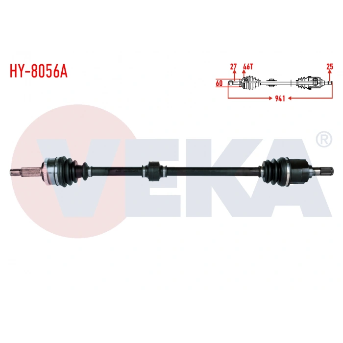 KOMPLE AKS SAG ON HYUNDAI I30 (FD) 1.4i A-T/M-T ABSLI 46 DIS UZUNLUK 941mm 2007-2011