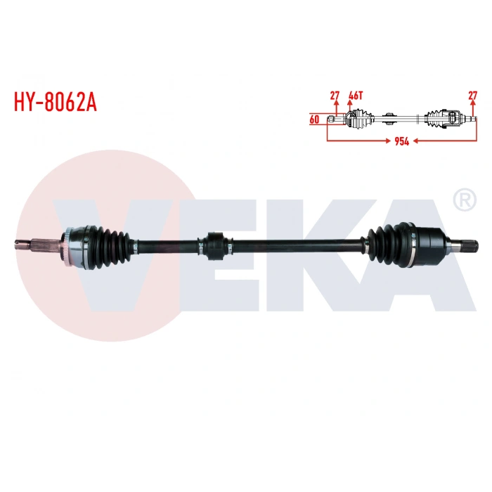 KOMPLE AKS SAG ON HYUNDAI I30 (FD) 1.6 CRDI M-T ABSLI 46 DIS UZUNLUK 954mm 2007-2011