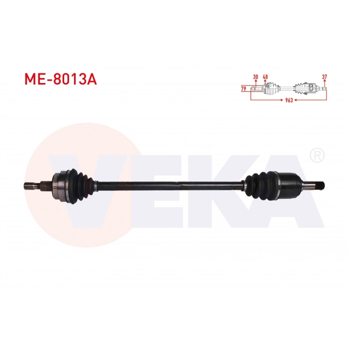 KOMPLE AKS SAG ON MERCEDES M SERISI (W163) ML 270 CDI ABSLI 48 DIS UZUNLUK 963 mm 1998-2005