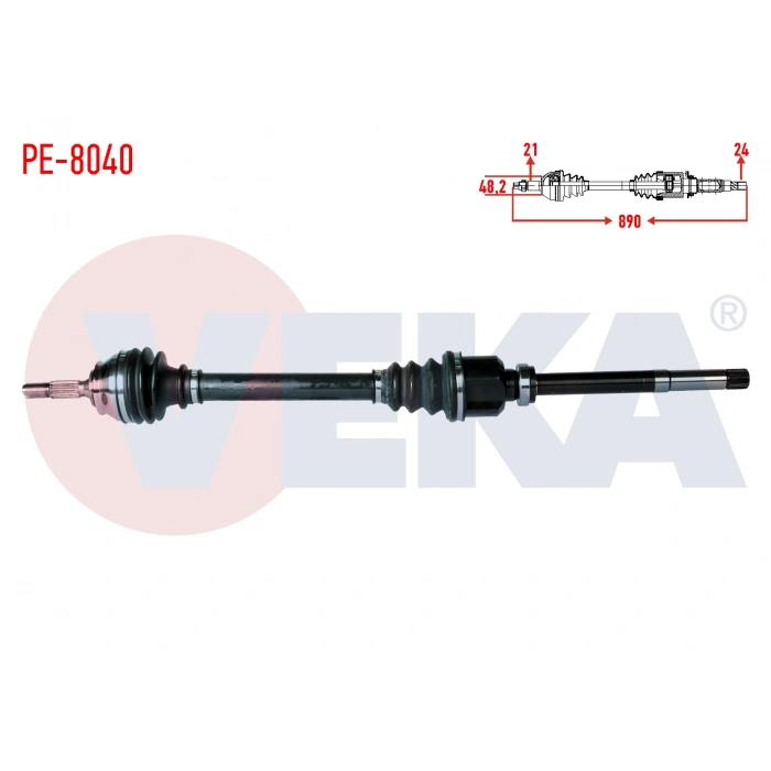 KOMPLE AKS SAG ON UZUNLUK 889mm PEUGEOT 301 1.6 HDi M-T 2012- / CITROEN C-ELYSEE 1.5 BlueHDi M-T 2018-