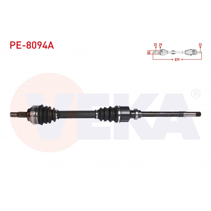 KOMPLE AKS SAG ON PEUGEOT 306 (7B,N3,N5) 1.6i M-T ABSLI 29 DIS UZUNLUK 879 mm 1993-2002