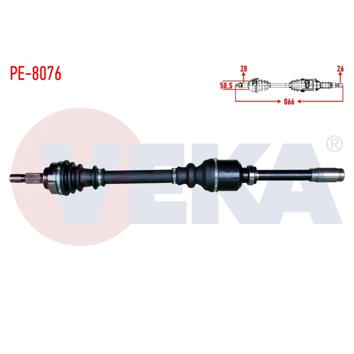 KOMPLE AKS SAG ON PEUGEOT 407 (6D) 2.0i A-T UZUNLUK 866mm 2004-2011