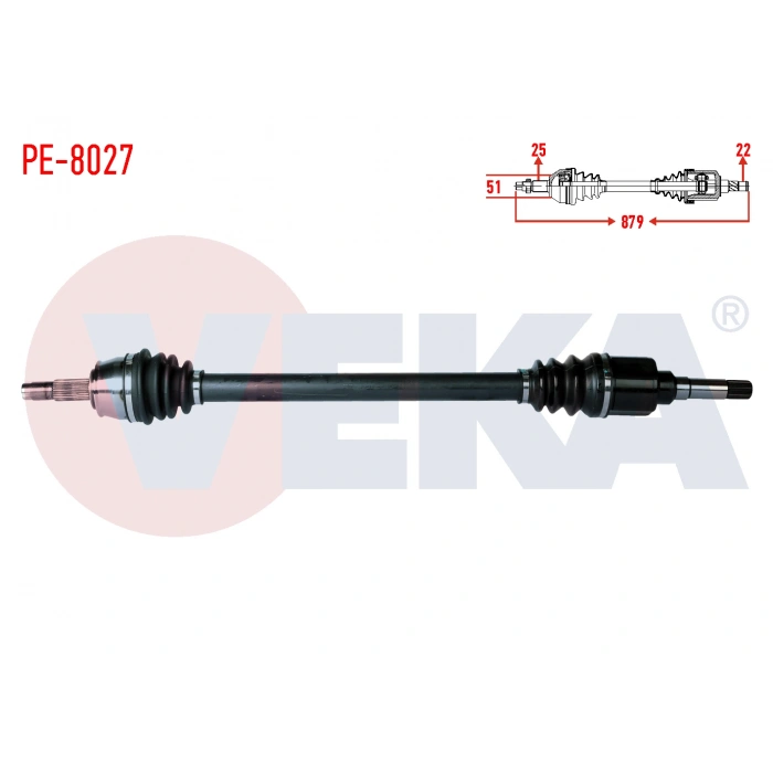 KOMPLE AKS SAG ON PEUGEOT BIPPER (AA) 1.4 HDI UZUNLUK 879mm 2008-