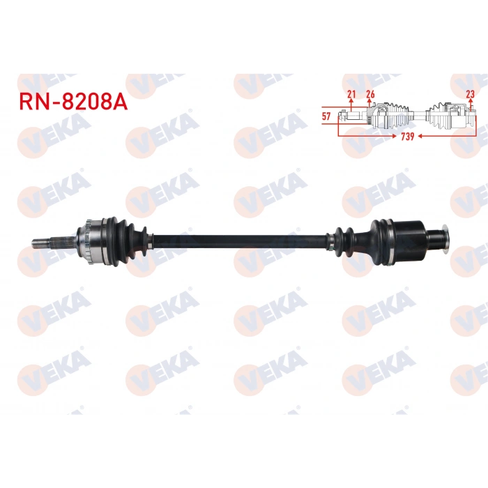 KOMPLE AKS SAG ON RENAULT CLIO II (BB0/1/2,CB0/1/2) 1.4i 16v A-T ABSLI 26 DIS UZUNLUK 739 mm 1998-2005
